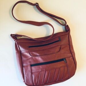 Genuine Leather Red Shoulder Crossbody Handbag Beautiful